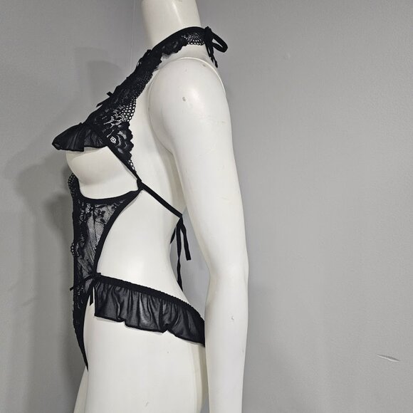 Pure Desire Cut-out Ruffle Trim Crotchless Teddy - Picture 3 of 4